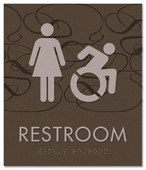 Restroom Sign w/Female & Dynamic ISA Symbols