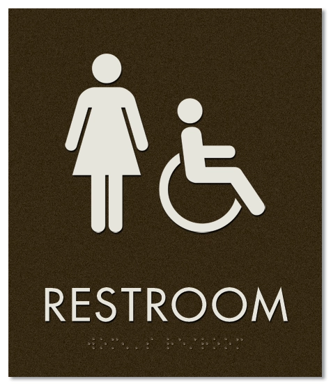 Restroom Sign w/Female & ISA Symbols - Exterior