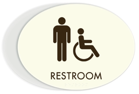 Restroom Sign w/Male & ISA Symbols