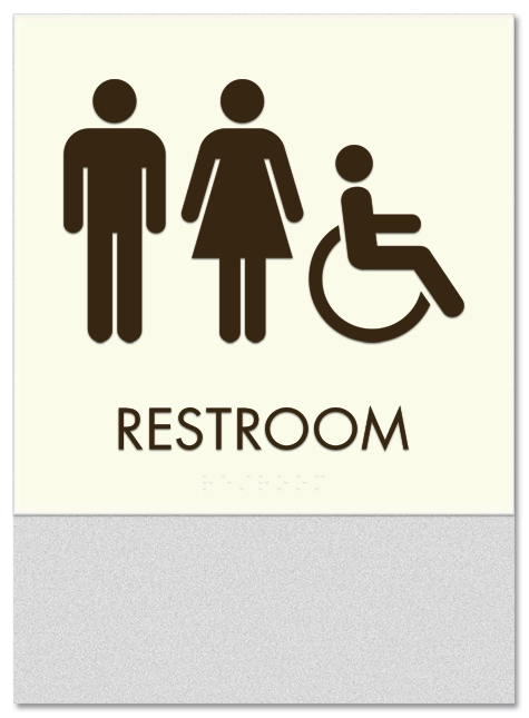 Restroom Sign w/Unisex & ISA Symbols