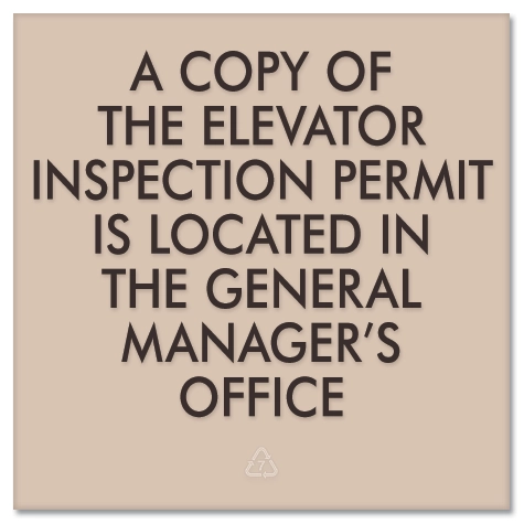 Elevator Inspection Permit Sign