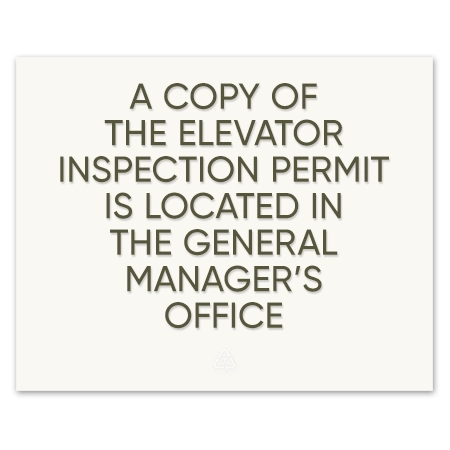 Elevator Inspection Permit Sign