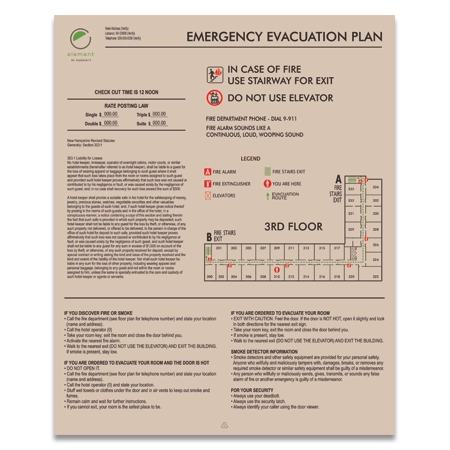 Evacuation Map w/State Laws and Check Out Time