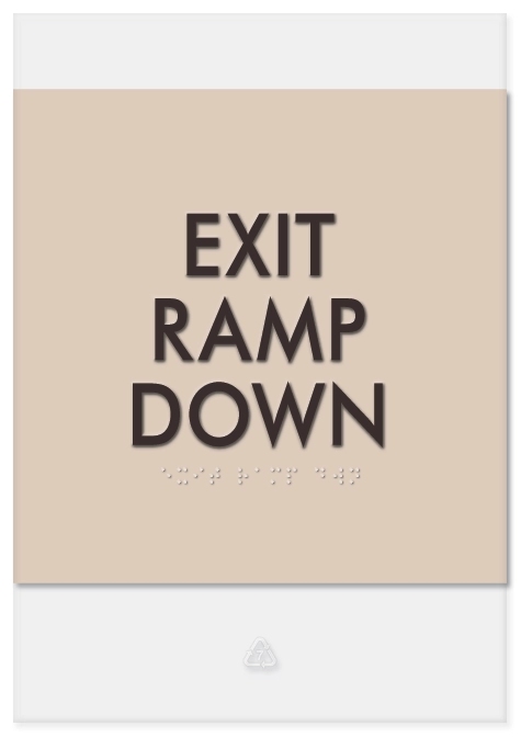 "Exit Ramp Down" Egress Sign - CA Compliant
