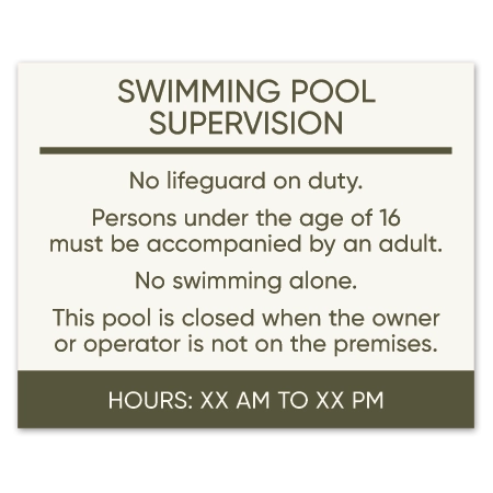 Guest Room Pool Supervision Sign - NJ Compliant