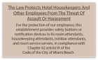 Miami Beach, FL: Housekeeper Protection Notice - Self Adhesive - 8 Pk