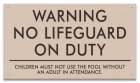 Minnesota No Lifeguard On Duty Warning Sign