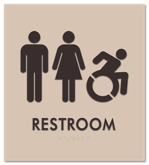 "Restroom" Sign w/Male, Female & Dynamic ISA Symbols (Back of House)