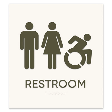 Restroom Sign w/Male, Female & Dynamic ISA Symbols (Back of House)