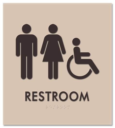 "Restroom" Sign w/Male, Female & ISA Symbols (Back of House)