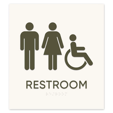 Restroom Sign w/Male, Female & ISA Symbols (Back of House)