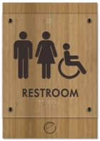 "Restroom" Sign w/Male, Female & ISA Symbols