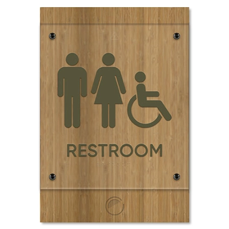 Restroom Sign w/Male, Female & ISA Symbols