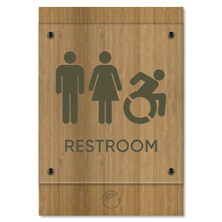 Restroom Sign w/Unisex & Dynamic ISA Symbols