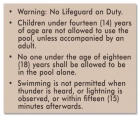 Roanoke, Virginia Pool Rules Sign
