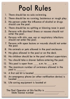South Carolina Pool Rules Sign