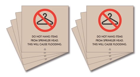 Sprinkler Warning w/No Hanger Symbol - 8 Pack