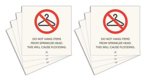 Sprinkler Warning w/No Hanger Symbol - 8 Pack