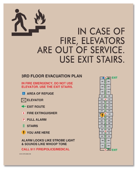 Standard Elevator Evacuation Plans - CA Compliant