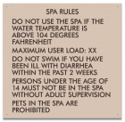 Texas Spa Rules Pool Sign