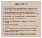 Virginia Spa Rules Sign