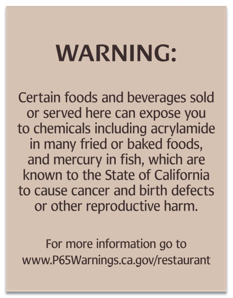 Warning Sign: Foods and Beverages