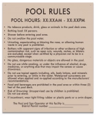 Washington DC Pool Rules with Hours Sign