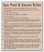 Washington DC Spa & Sauna Rules Sign