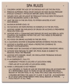 Washington Spa Rules Sign