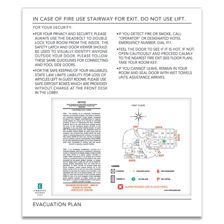 Acrylic Evacuation Plan Holder w/ Map - CA Code