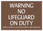 California No Lifeguard on Duty Sign