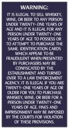 Colorado Alcohol Age Warning Sign