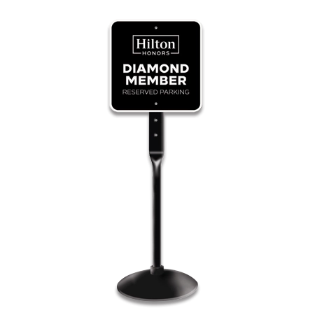 Diamond Member Reserved Parking Sign -1 sign with post and base.