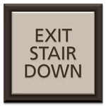 "Exit Stair Down" Egress Sign - CA Compliant