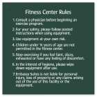 Fitness Center Rules Sign