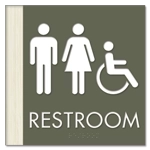 Restroom Sign w/ Unisex & ISA Symbols