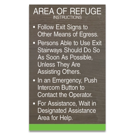 Area of Refuge Instructions Sign