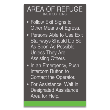 Area of Refuge Instructions Sign