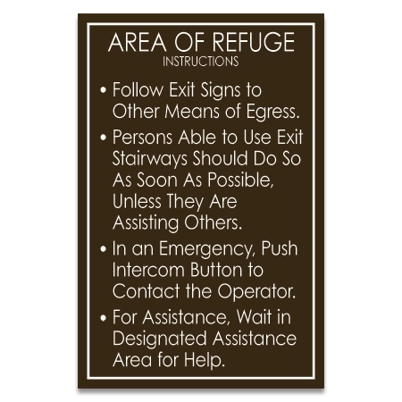 Area of Refuge Instructions Sign