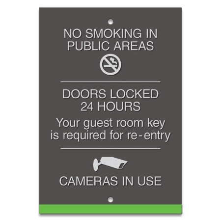 No Smoking, Doors Locked, and Cameras In Use - General Information Sign