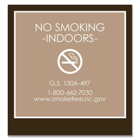No Smoking Indoors Sign - North Carolina Compliant