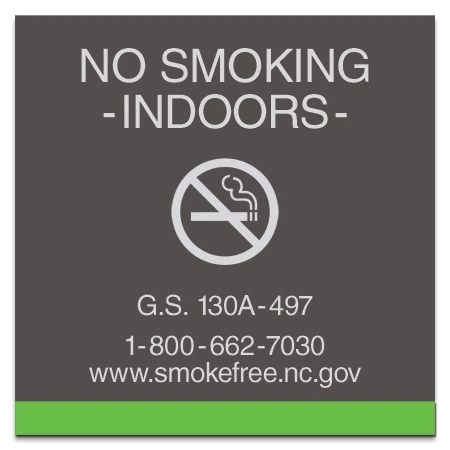 No Smoking Sign - North Carolina Compliant
