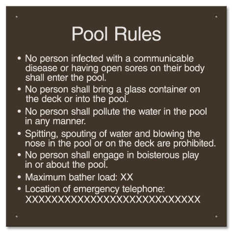 Ontario Canada Pool Rules Sign