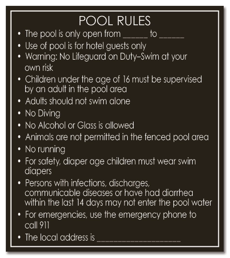 Pool Rules w/ Hours