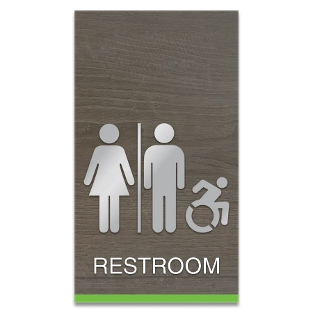 Restroom Sign w/Unisex & Dynamic ISA Symbols