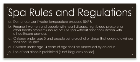 State Pool Sign - Spa Rules - Montgomery, AL Compliant
