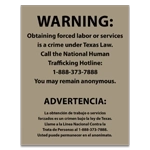 Texas Bilingual Human Trafficking Notice - Acrylic