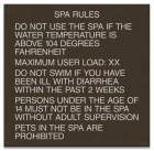 Texas Spa Rules Pool Sign