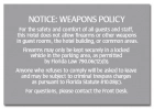 'Notice: Weapons Policy' Sign - FL Compliant - Acrylic Version
