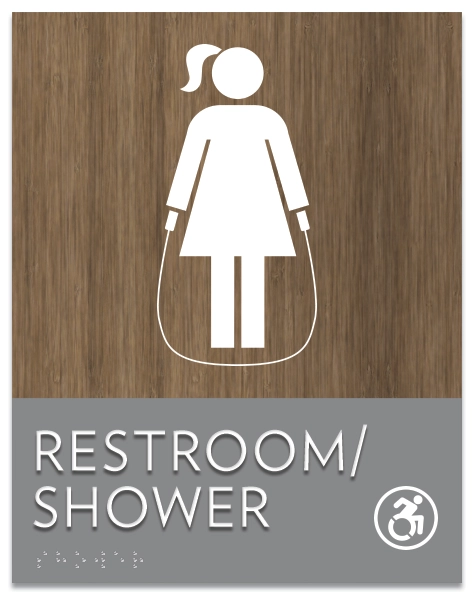 Restroom/Shower Sign w/Female & Dynamic ISA Symbols